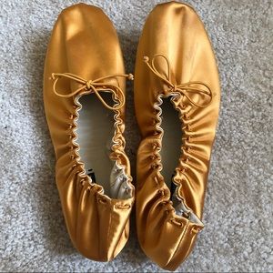 Zara mustard satin foldable flats